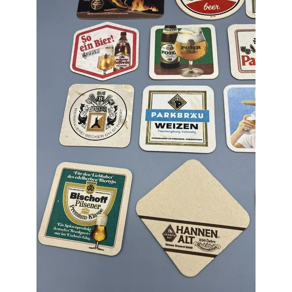 German Beer Mats Bier Lot of 14 European Coasters Pub Man Cave Job Lot Used